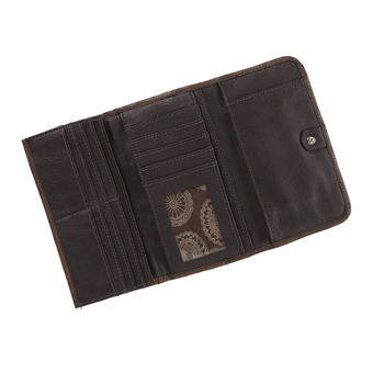 American West Lady Lace Tri-Fold Wallet - Dark Brown #3